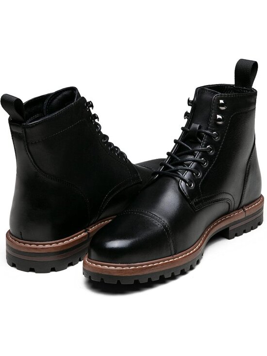 Men\'s Black Boots Premium Leather Cap Toe Casual Boots Chukka Dress Boots main image 4
